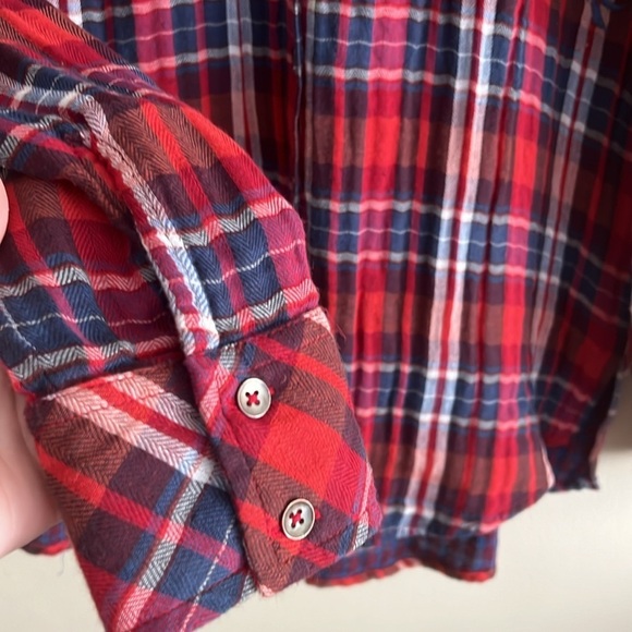 Free People Magical Plaid Buttondown Embroidered Flannel Top - Picture 7 of 11